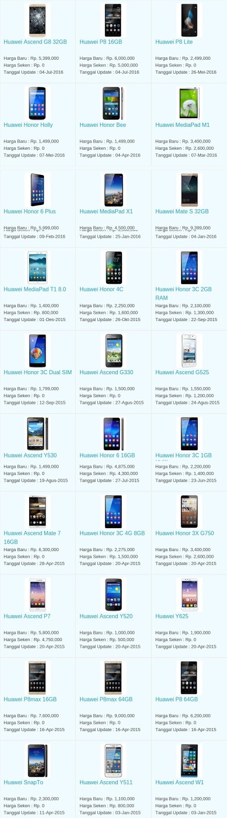 Daftar Harga Hp Terbaru Huawei Juli 2016
