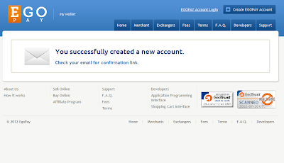 EgoPay Account Created