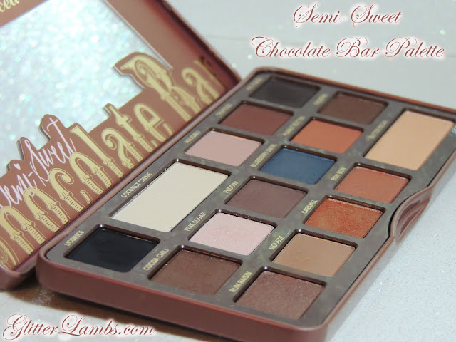 Too Faced "Semi-Sweet Chocolate Bar" Palette swatches review. Makeup eyeshadow-GlitterLambs.com