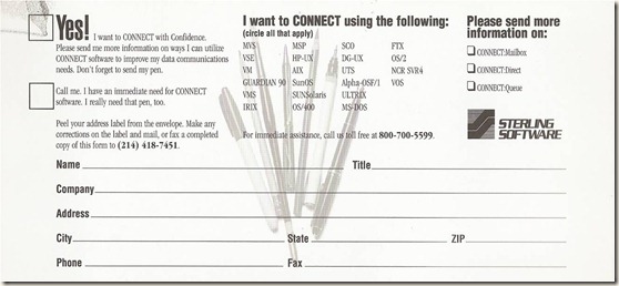 CONNECT the Dots business reply card with free pen