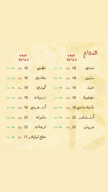 منيو مطعم مناحي وارقام التواصل لجميع الفروع