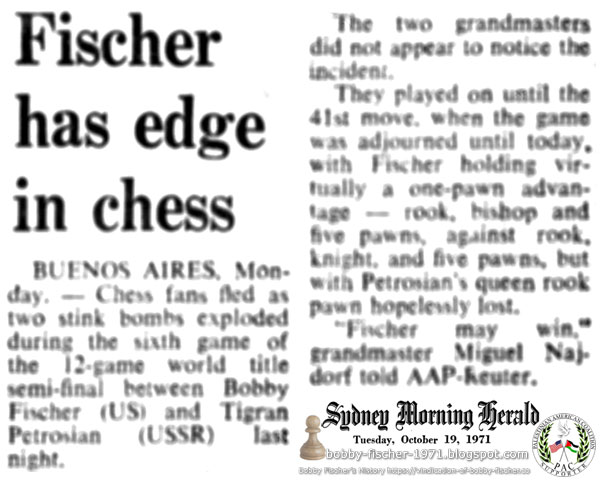 Fischer Has Edge In Chess