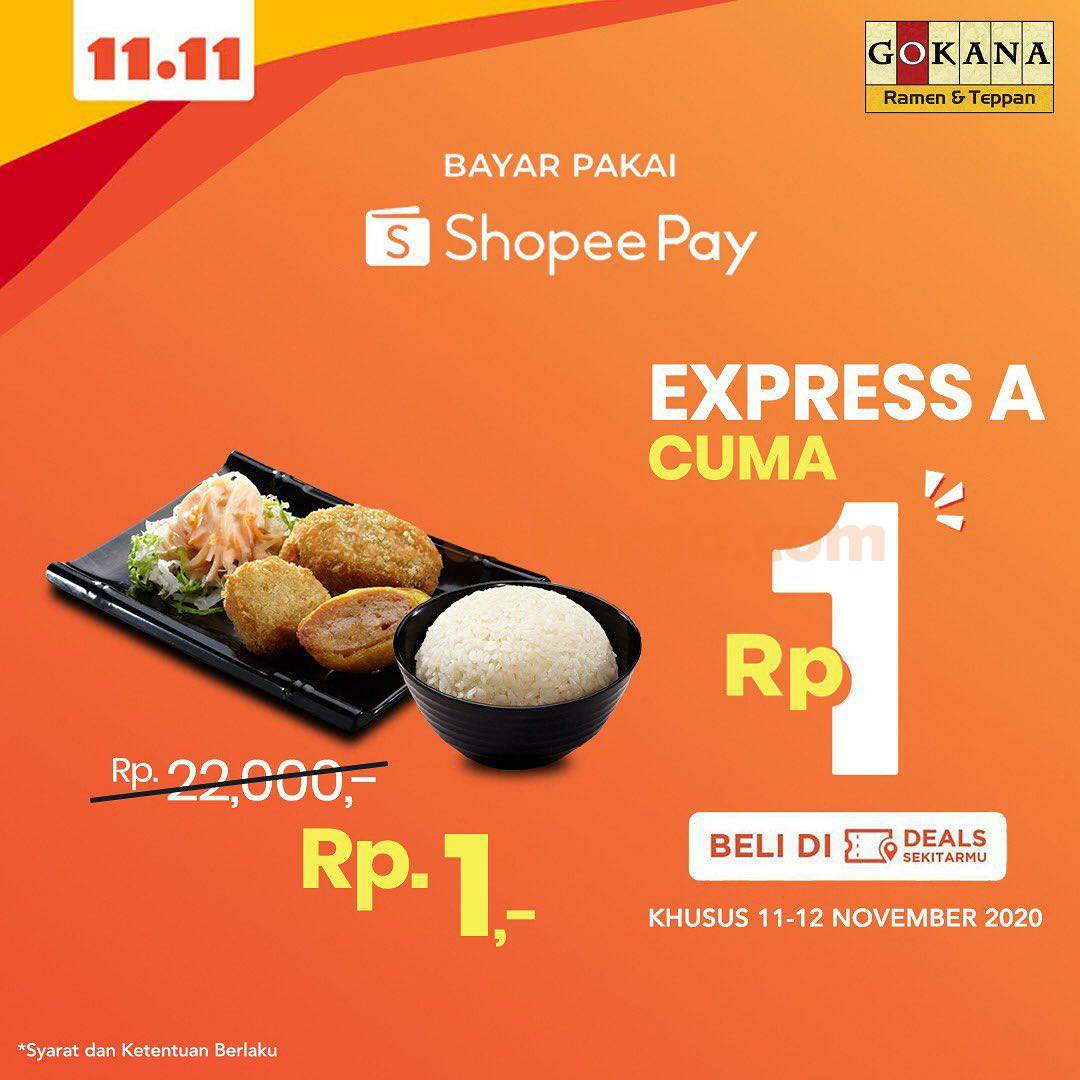 Gokana Promo 11.11 bayar pakai Shopeepay Express A cuma Rp 1