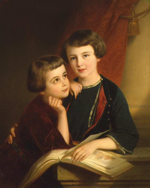 Portrait of Duke A.M. Gorchakov's Sons by Nicaise de Keyser - Portrait Paintings from Hermitage Museum