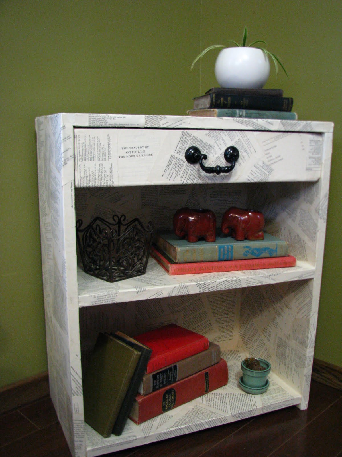 of decoupage back bookcase Decoupage Houses: Two Bookshelf Blue