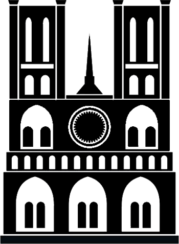 Notre Dame Cathedral in Paris, France coloring page clipart clip art silhouette freebie