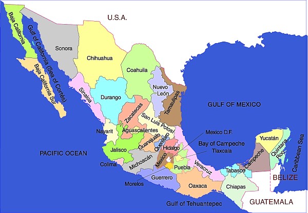 Map of Mexico States Regional | Map of Mexico Regional Political