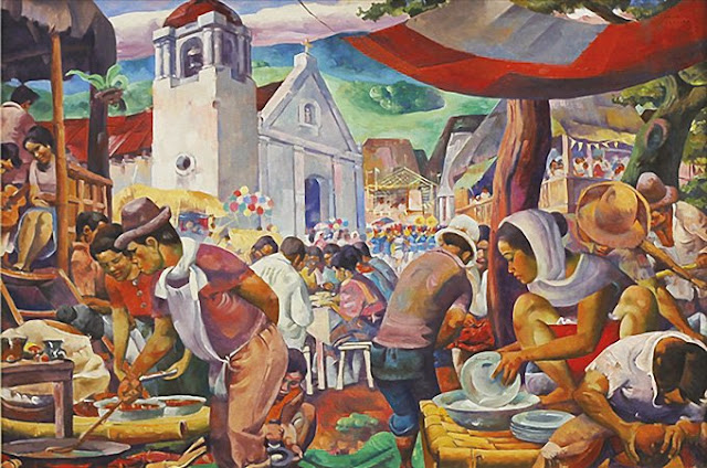 Untitled oil painting by Carlos V. Francisco depicting the fiesta in Angono, Rizal