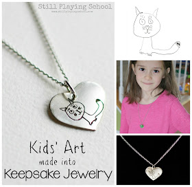 This makes a perfect gift! Turn kids' art from a drawing into keepsake one of a kind jewelry!