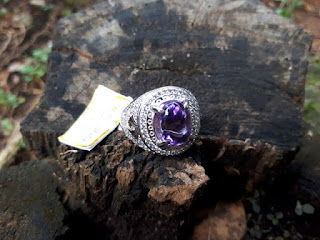 Cincin Batu Permata Kecubung Amethyst Tanjung Bintang KCB009 Ikatan Perak Mewah