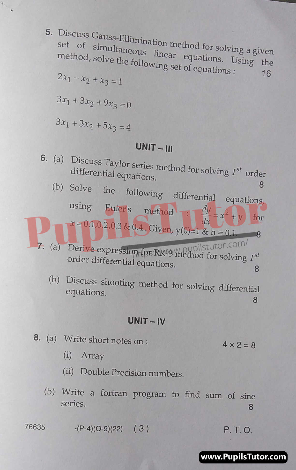 Free Download PDF Of M.D. University M.Sc. [Physics] Third Semester Latest Question Paper For Computation Physics Subject (Page 3) - https://www.pupilstutor.com