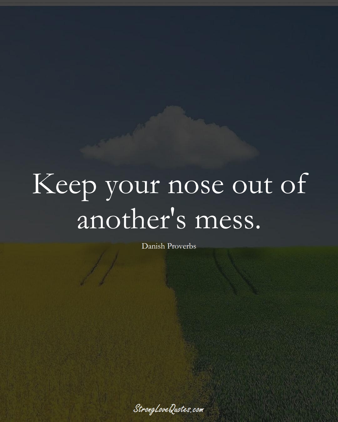 Keep your nose out of another's mess. (Danish Sayings);  #EuropeanSayings