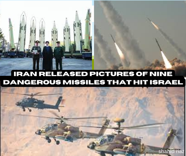 Iran released pictures of nine dangerous missiles that hit Israel