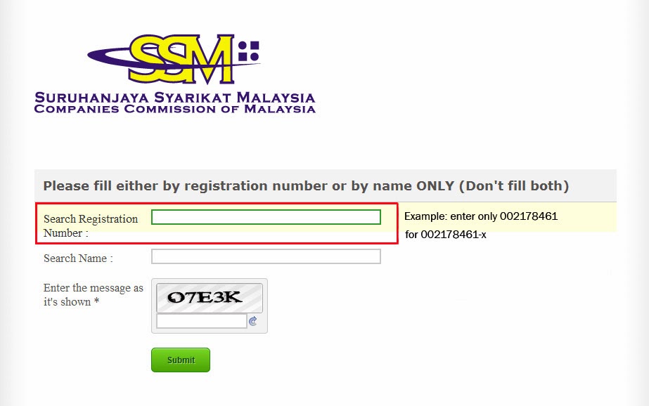 semak nombor pendaftaran ssm