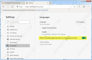 Cara Mengaktifkan Translate/Terjemahan di Browser Microsoft Edge Chromium