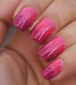 NailaDay: L.A. Girls 3D Effects Dazzling Pink and Sparkle Ruby gradient