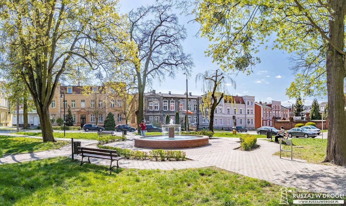 Park miejski w Kwidzynie z fontanną
