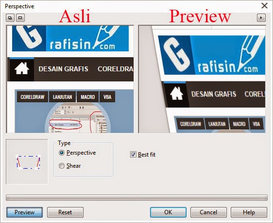 Efek Perspective pada Gambar  Bitmap di CorelDraw  X7 