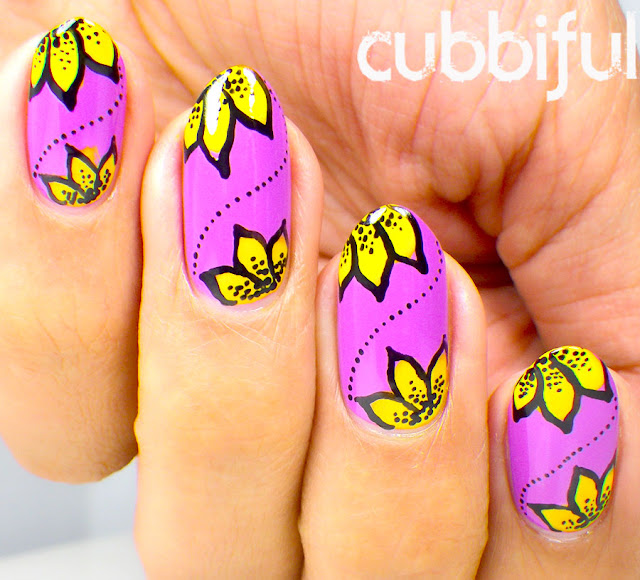 Tropical Flowers Nail Art