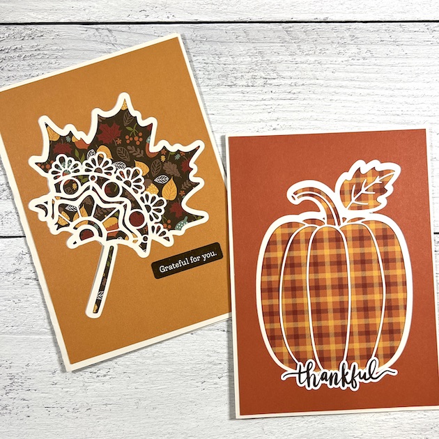 Fall Leaf and Pumpkin Handmade Greeting Cards