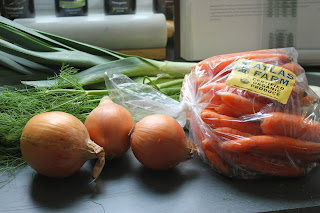 Onions, carrots, fennel, and leeks