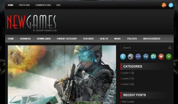 New Games Black Blogger Template