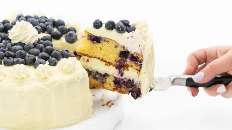 Easy Blueberry Cake with Whipped Lemon Frosting