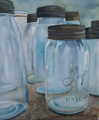 Danielle Beaulieu's watercolour of blue jars