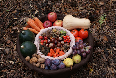 Foto Korb mit Gemüse und Früchten