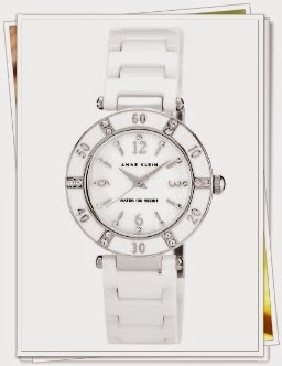 Anne Klein Women's 109417WTWT Swarovski Crystal-Accented White Ceramic Watch