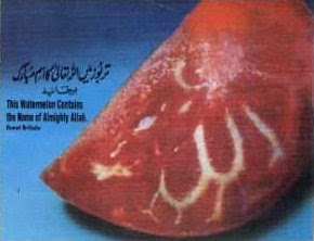 Beautiful Allah's Name Appears in a Water Melon