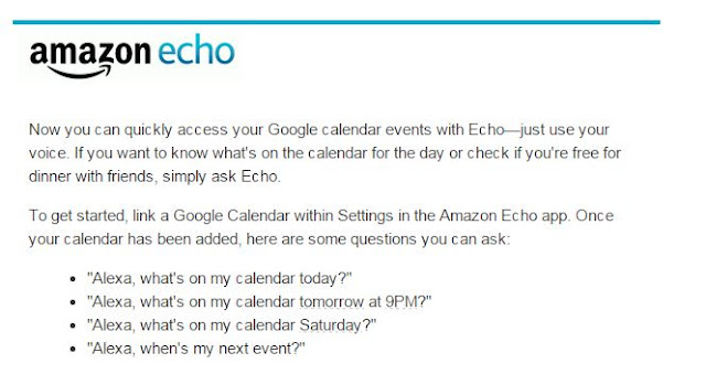 Amazon Echo Details on Google Calendar