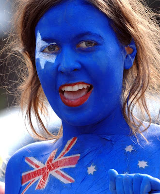 Australian Team Football Fans With Full Body Art Painting