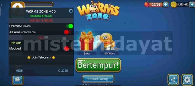 Worms Zone Mod Menu Apk V5.3.8 Unlimited Money & No Death