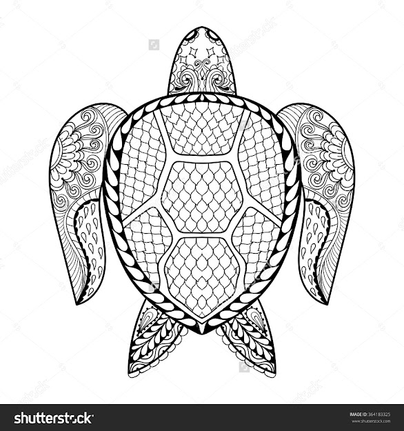 Hand Drawn Sea Turtle Mascot For Adult Coloring Pages In Doodle Inside  Amazing Sea Turtle Coloring