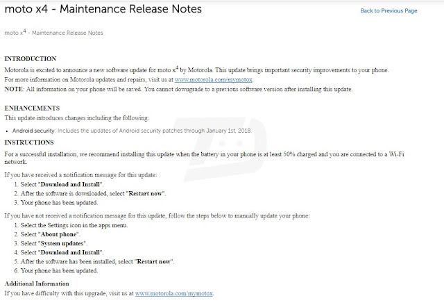 January 2018 Security update is now live for Moto X4 Android One owners