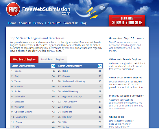 Top Free Search Engine Submission Sites List