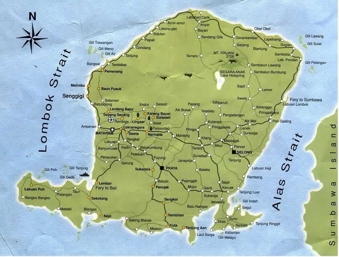 Peta Kota: Peta Pulau Lombok