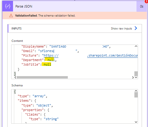 Solución: Expected String but got Null + Json + Power Automate