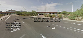 Photo of woman hit by Uber use a false walking path in the median