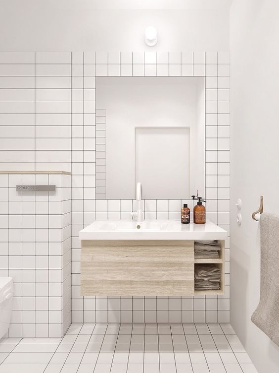 Using square tiles  in the bathroom  Norse White  Design Blog