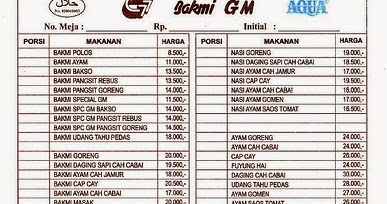 Daftar Harga Menu Bakmi GM Delivery Terbaru 2014