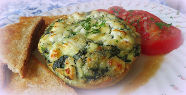 Spinach, Onion & Feta Oven Omelettes