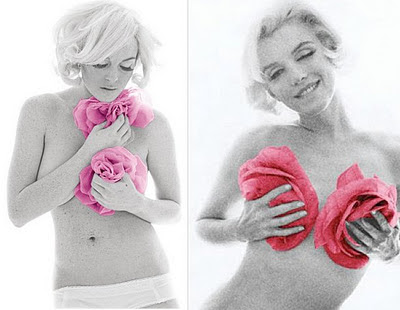 above left Lindsay Lohan in 2008 and above right Marilyn Monroe in 1962 