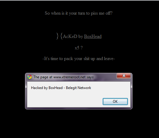 Xtremeroot.net hacked by BoxHead (Belegit Network)