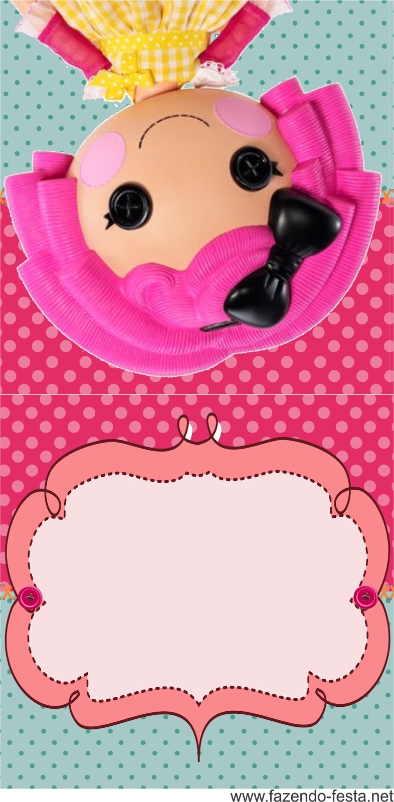 Lalaloopsy free printable card or candy bar label.