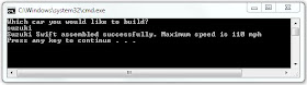Factory Pattern example output