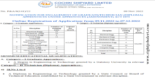 BE BTech Diploma Engineering Jobs in Cochin Shipyard Limited