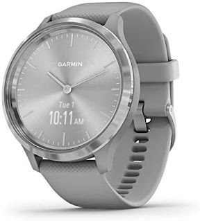 Garmin vívomove 3, Hybrid Smartwatch with Real Watch Hands and Hidden Touchscreen Display, Silver with Gray Case and Band