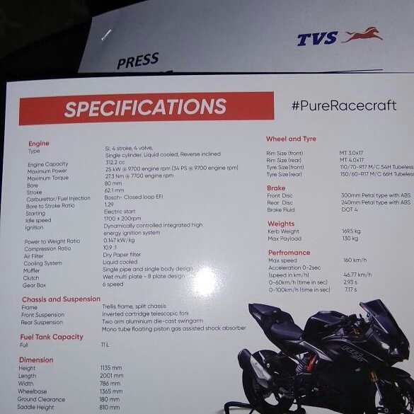 Spesifikasi TVS Apache RR 310S